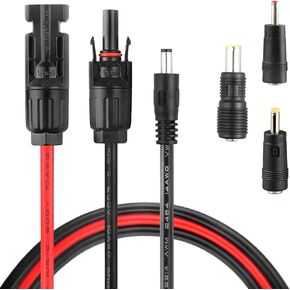 PAEKQ Solar Panel to 5.5x2.1mm Adapter Cable, DC 5.5x2.1mm Connector with DC 8mm, DC 5.5x2.5mm and DC 3.5x1.35mm Converter for Portable Power Station GZ Yeti Jackery Solar Generator- 14AWG 6Ft