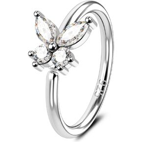 Jewseen 925 Sterling Silver Nose Rings Hoop 20g Cartilage Hoop Earrings Butterfly Rook Tragus Daith Piercing Jewelry for Women Men