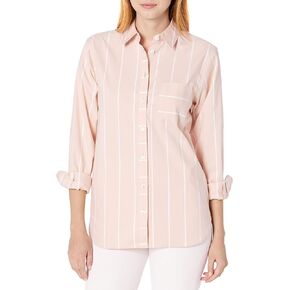 Foxcroft Women's Boyfriend Long Sleeve Simply Stripe Blouse