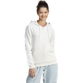 adidas Women's Essentials Full-Zip Hoodie, Off White Melange/White, Small