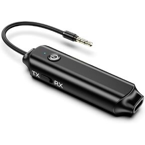 Criacr Aux Bluetooth Car Adapter, Bluetooth 5.0 Receiver Transmitter for Car Home Stereo System and Headphones,Hands-Free Call Supported,Plug and Play Wireless 2 in 1 Audio Bluetooth Adapter