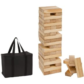 Trademark Innovations 1.5' Tall Giant Wooden Stacking Puzzle Game with Carry Case (48-Piece)