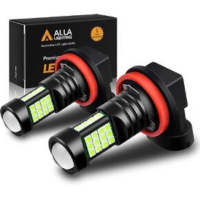 Alla Lighting H8 H11 LED Bulbs, Fog Lights or DRL Lamps Replacement 8000K Ice Blue 12V H11LL H8LL H16 for Cars, Trucks, Xtreme Super Bright 3030 36-SMD 12V Upgrade