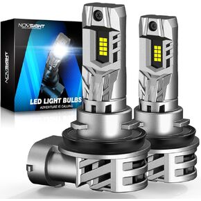 مصابيح LED NOVSIGHT H11 20000LM، مقاس 1:1 مصابيح ضباب H11 مع مروحة، التوصيل والتشغيل، 600% أكثر سطوعًا 6500k أبيض بارد H11 بديل هالوجين، IP68 مقاوم للماء، حزمة من 2
