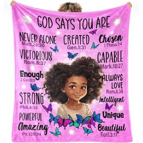 OIIJZzy Black Girl Blanket for Kids, African American Girl Blanket, Black Girl Magic Blanket for Baby Toddler, Afro Melanin Throw Blanket for Sofa Bedroom Birthday Gift Decor 60"X50"