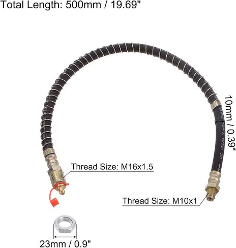 M10x1mm Thread 19.69" Length Flexible Extension Grease Hose with Fixing Hex Screw Nut for Grease Gun Lubrication in Saudi Arabia