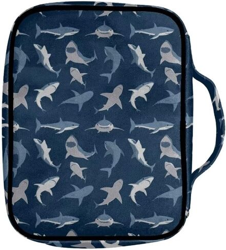 Poetesant Shark Bible Case for Boys Cartoon Sharks Book Cover Kids المحيط موضوع الكتاب المقدس حقيبة يد المحافظ مع مقبض حقيبة حماية كتاب عادية للنساء in Kuwait