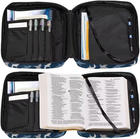 Poetesant Shark Bible Case for Boys Cartoon Sharks Book Cover Kids المحيط موضوع الكتاب المقدس حقيبة يد المحافظ مع مقبض حقيبة حماية كتاب عادية للنساء in Kuwait