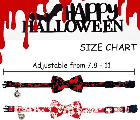 Bloody Halloween Cat Collars Breakaway with Bell, 2 Pcs Cat Halloween Bow Tie Collars with Quick Rease Buckle in Saudi Arabia
