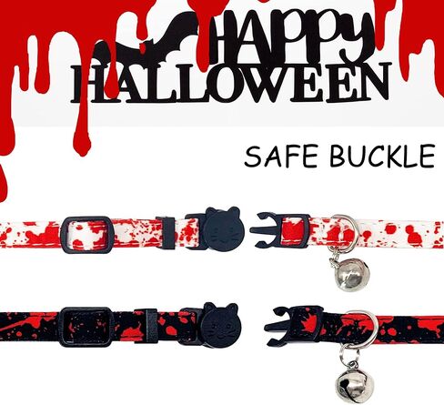 Bloody Halloween Cat Collars Breakaway with Bell, 2 Pcs Cat Halloween Bow Tie Collars with Quick Rease Buckle in Saudi Arabia
