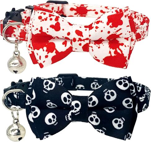 Bloody Halloween Cat Collars Breakaway with Bell, 2 Pcs Cat Halloween Bow Tie Collars with Quick Rease Buckle in Saudi Arabia