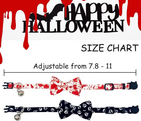 Bloody Halloween Cat Collars Breakaway with Bell, 2 Pcs Cat Halloween Bow Tie Collars with Quick Rease Buckle in Saudi Arabia