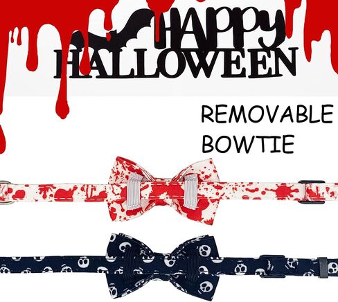 Bloody Halloween Cat Collars Breakaway with Bell, 2 Pcs Cat Halloween Bow Tie Collars with Quick Rease Buckle in Saudi Arabia