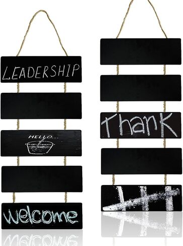 5 PCS Double Sided Hanging Chalkboard Sign,Wooden Chalk Board Erasable Message Board Chalk Board Sign Board,Hanging Chalkboard Sign Display Boards for Bar,Restaurant,Wedding,Wall Decoration in Saudi Arabia