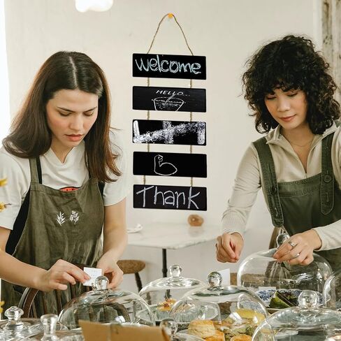 5 PCS Double Sided Hanging Chalkboard Sign,Wooden Chalk Board Erasable Message Board Chalk Board Sign Board,Hanging Chalkboard Sign Display Boards for Bar,Restaurant,Wedding,Wall Decoration in Saudi Arabia