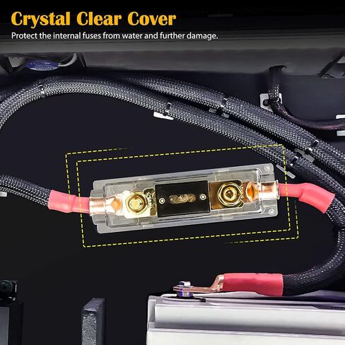 Linkstyle 4 قطع 300 أمبير مطلية بالذهب ANL فيوز مع 2 قطعة من حاملات الصمامات + 4 قطع 2AWG طرف حلقي نحاسي مناسب لوحدة التحكم في الحماية 1/0,2,4AWG المستخدمة لصوت السيارة وغيرها من تطبيقات التيار العالي in Saudi Arabia