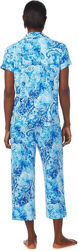 Lauren Ralph Lauren Short Sleeve Notch Collar Capris PJ Set Blue Paisley LG (US 12-14) in Saudi Arabia