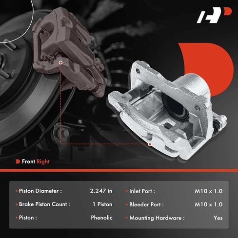 A-Premium Disc Brake Caliper Assembly with Bracket Compatible with Select Chrysler Models - PT Cruiser 2001-2010 - Front Right Passenger Side in Saudi Arabia