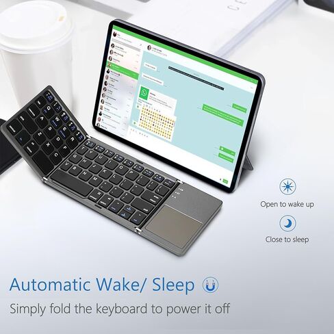 Acoucou Mini Bluetooth Keyboard Wireless Foldable Keyboard, Rechargeable Bluetooth Keyboard Portable Pocket Size Keyboard, Compatible with MAC/iOS, Windows, Android Smartphones, Tablets, Laptops etc. in Saudi Arabia