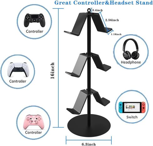 Controller Stand 3 Tier,Controller Stand for 6 Packs,Black Game Controller Stand,Game Controller Holder,for PS4/PS5/Xbox ONE/Switch Pro/Headset in Saudi Arabia