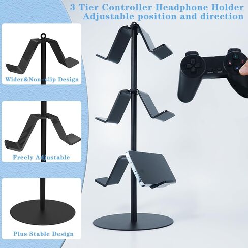 Controller Stand 3 Tier,Controller Stand for 6 Packs,Black Game Controller Stand,Game Controller Holder,for PS4/PS5/Xbox ONE/Switch Pro/Headset in Saudi Arabia
