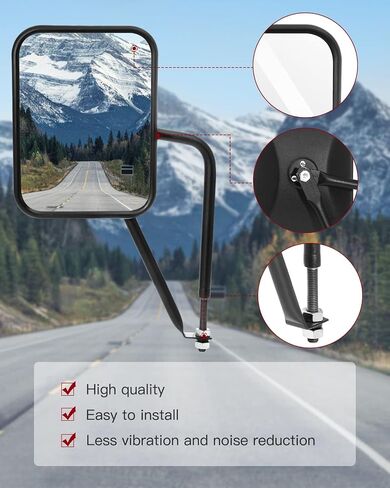 cciyu Door Off Side Mirror Drive and Passenger Side Shake-Proof OfFor F-Road Manual Rectangular Adventure fit for 1997-2017 For Jeep Wrangler JKU JK CJ YJ in Saudi Arabia