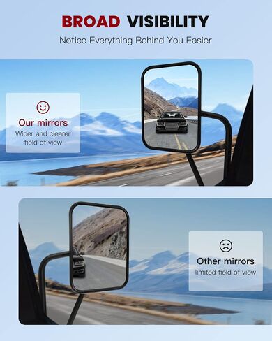 cciyu Door Off Side Mirror Drive and Passenger Side Shake-Proof OfFor F-Road Manual Rectangular Adventure fit for 1997-2017 For Jeep Wrangler JKU JK CJ YJ in Saudi Arabia