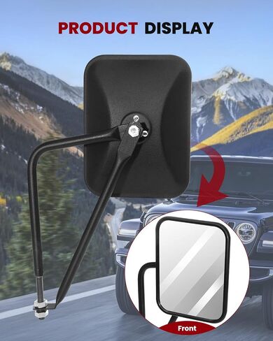 cciyu Door Off Side Mirror Drive and Passenger Side Shake-Proof OfFor F-Road Manual Rectangular Adventure fit for 1997-2017 For Jeep Wrangler JKU JK CJ YJ in Saudi Arabia