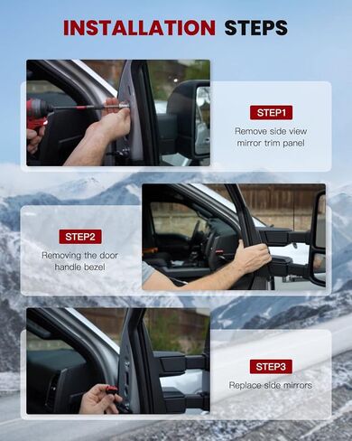 cciyu Door Off Side Mirror Drive and Passenger Side Shake-Proof OfFor F-Road Manual Rectangular Adventure fit for 1997-2017 For Jeep Wrangler JKU JK CJ YJ in Saudi Arabia