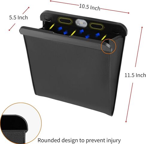 حقيبة قمامة السيارة رفيعة من Sunnymark&co، سلة مهملات السيارة لطراز Tesla 3 Y، جلد PU فائق مع ضوء LED وتصميم إغلاق مغناطيسي، صناديق قمامة معلقة لحقيبة تخزين منظم المقعد الخلفي للسيارة in Kuwait