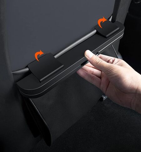 حقيبة قمامة السيارة رفيعة من Sunnymark&co، سلة مهملات السيارة لطراز Tesla 3 Y، جلد PU فائق مع ضوء LED وتصميم إغلاق مغناطيسي، صناديق قمامة معلقة لحقيبة تخزين منظم المقعد الخلفي للسيارة in Kuwait