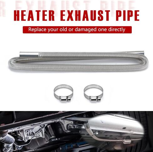 PTNHZ Universal Stainless Steel Caliber 1 inch Parking Air Heater Exhaust Pipe Fuel Tank Diesel Gas Vent Flex Hose For Car Truck (24inch/60cm) in Saudi Arabia