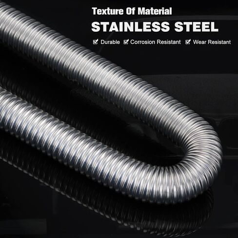 PTNHZ Universal Stainless Steel Caliber 1 inch Parking Air Heater Exhaust Pipe Fuel Tank Diesel Gas Vent Flex Hose For Car Truck (24inch/60cm) in Saudi Arabia