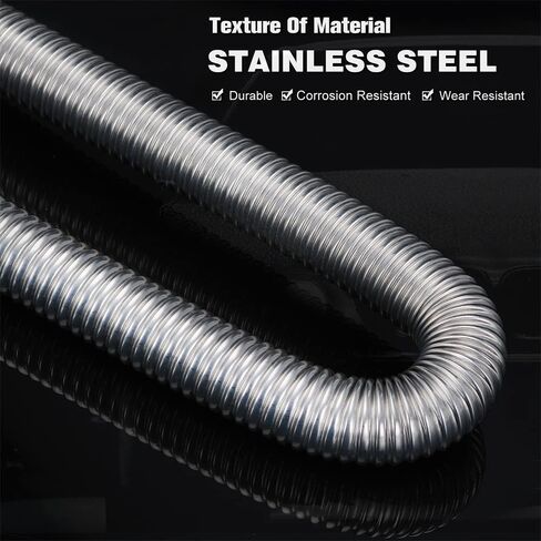 PTNHZ Universal Stainless Steel Caliber 1 inch Parking Air Heater Exhaust Pipe Fuel Tank Diesel Gas Vent Flex Hose For Car Truck (24inch/60cm) in Saudi Arabia