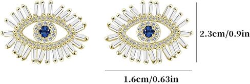 Evil Eye Stud Earrings for Women 18K Gold Plated Blue Cubic Zirconia Large Evil Eye Earrings for Women in Saudi Arabia