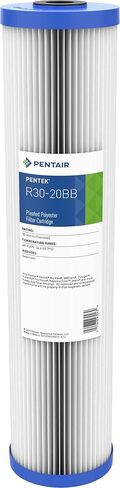 فلتر مياه رواسب أزرق كبير من Pentair Pentek R30-20BB، خرطوشة فلتر بوليستر مطوية للمنزل بالكامل، 20 بوصة × 4.5 بوصة، 30 ميكرون، أبيض in Saudi Arabia