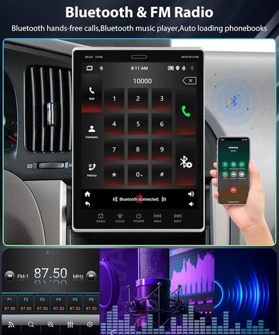 2G+64G ستيريو سيارة أندرويد أحادي الدين مع Carplay Android Auto GPS Podofo 9.5 بوصة HD IPS شاشة لمس عمودية، راديو سيارة بلوتوث مع واي فاي USB FM/RDS HiFi Audio MirrorLink كاميرا احتياطية in Saudi Arabia