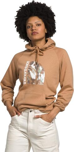 بلوفر نسائي من THE NORTH FACE بغطاء للرأس جامبو بنصف قبة، طباعة نسيجية متطورة بزبدة اللوز/زبدة اللوز، مقاس صغير in Saudi Arabia