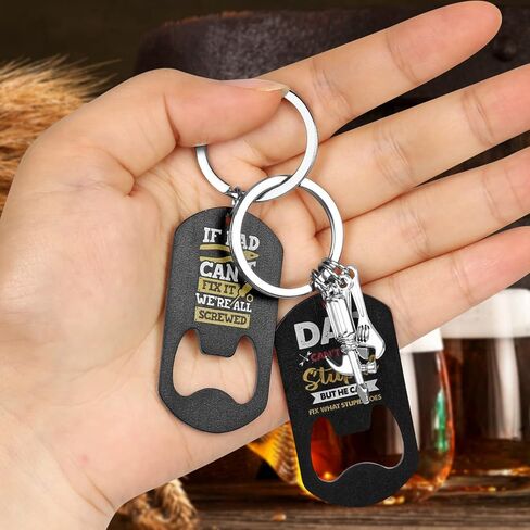 Gifts for Dad - 2 Pcs Keychain Beeer Bottle Opener for Dad, Gifts for Dad from Daughter Son, Birthday Gifts for Men Him in Kuwait