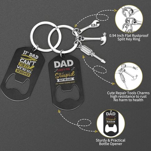 Gifts for Dad - 2 Pcs Keychain Beeer Bottle Opener for Dad, Gifts for Dad from Daughter Son, Birthday Gifts for Men Him in Kuwait