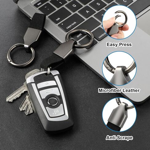 Small Keychain Clip Convenient Detachable Key Chain Leather Keychain Key Dual Protection Key Fob Holder for Car/Key Finder(2PCS) in Saudi Arabia