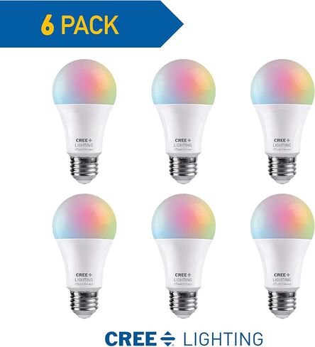 لمبة Cree Lighting Connected Max Smart LED A19 60W قابلة للضبط باللون الأبيض + تغيير اللون ومصباح LED ذكي متصل Max A21 100W أبيض قابل للضبط + تغيير اللون، 2.4 جيجا هرتز، بلوتوث + WiFi، 1Pk in Kuwait