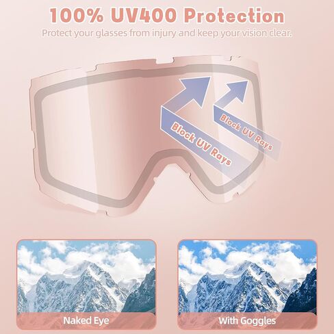 Ski Goggles for Men Women & Youth, Anti-Fog 100% UV Protection Snowboard Goggles, Wide Vision OTG Clear Ski Goggles in Saudi Arabia