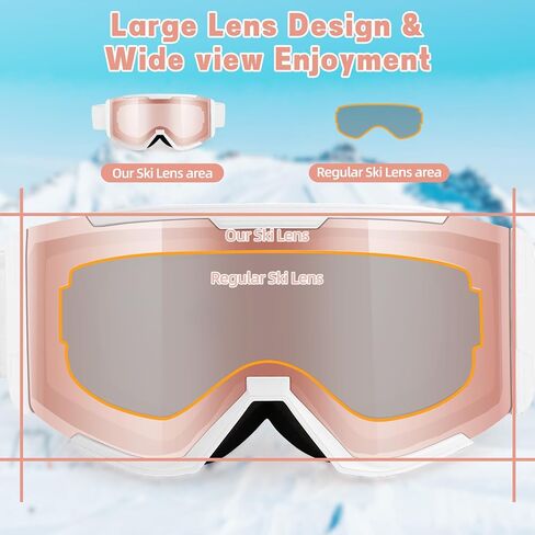 Ski Goggles for Men Women & Youth, Anti-Fog 100% UV Protection Snowboard Goggles, Wide Vision OTG Clear Ski Goggles in Saudi Arabia