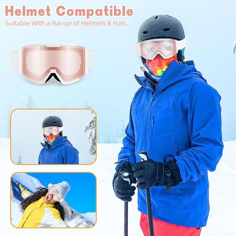 Ski Goggles for Men Women & Youth, Anti-Fog 100% UV Protection Snowboard Goggles, Wide Vision OTG Clear Ski Goggles in Saudi Arabia