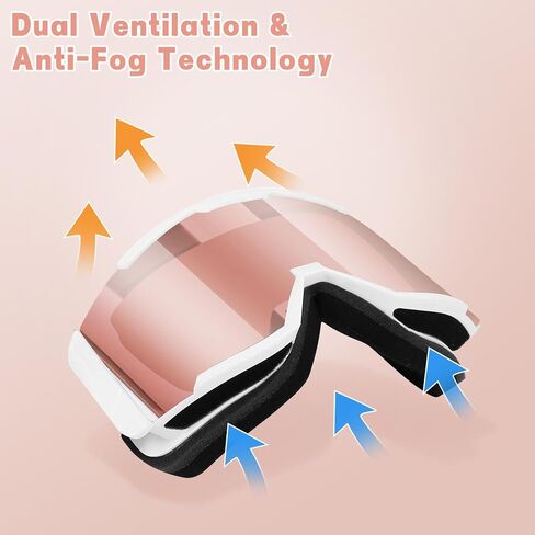 Ski Goggles for Men Women & Youth, Anti-Fog 100% UV Protection Snowboard Goggles, Wide Vision OTG Clear Ski Goggles in Saudi Arabia