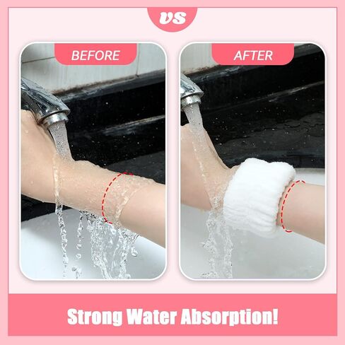 8 قطع من عصابة المعصم المصنوعة من الألياف الدقيقة لغسل المعصم وحزام المعصم Scrunchies لغسل الوجه بدون أكمام للتنظيف بالتنقيط وعصابة رأس ماصة للنساء والفتيات تمنع السائل من الانسكاب in Kuwait