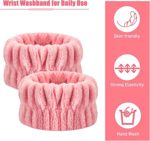 8 قطع من عصابة المعصم المصنوعة من الألياف الدقيقة لغسل المعصم وحزام المعصم Scrunchies لغسل الوجه بدون أكمام للتنظيف بالتنقيط وعصابة رأس ماصة للنساء والفتيات تمنع السائل من الانسكاب in Kuwait