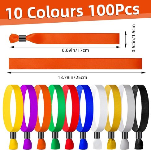 LUYI 100 Pcs Cloth Event Wristbands for Events,Disposable Colored Wrist Bands Wristbands Waterproof Arm Bands for Events for Lightweight Concert Festivals Admission Party Identification(10 Color) in Saudi Arabia