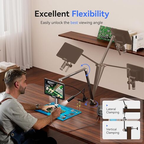 TOMLOV 2024 مجهر رقمي DM501 Pro 2K جديد بذراع مرن، مجهر لحام 10.1 بوصة 2000X، مجهر عملة HDMI بدقة 48 ميجابكسل، مجهر رقمي مرن LCD للإصلاح الإلكتروني مع المستقطب، 64 جيجابايت in Kuwait